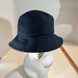 Eddie Bauer Hat Bucket One Size Black Wool Blend Lined Winter